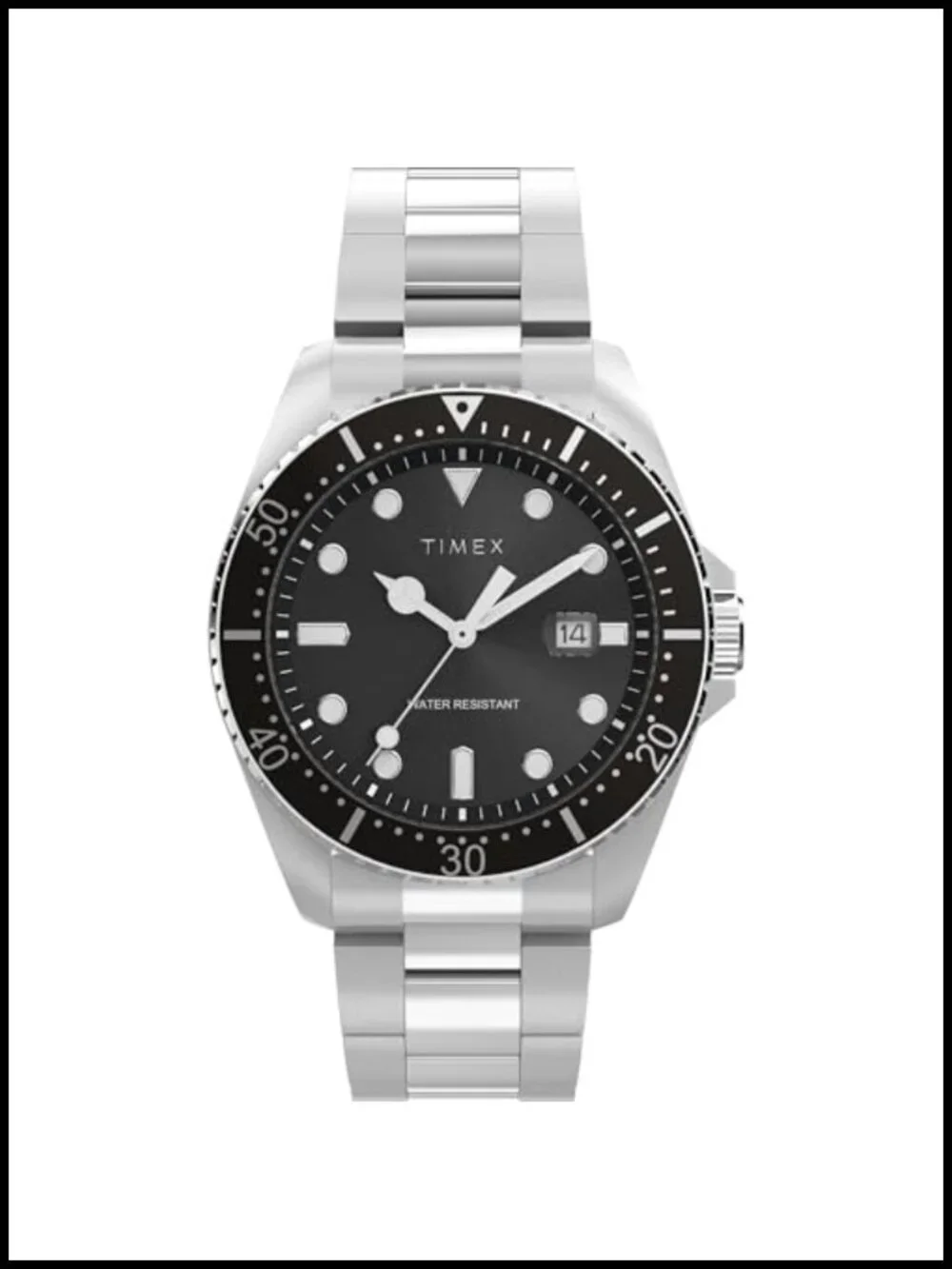 Men's Stainless Steel Diver Watch 42mm Quartz Analog Date Luminous Bezel